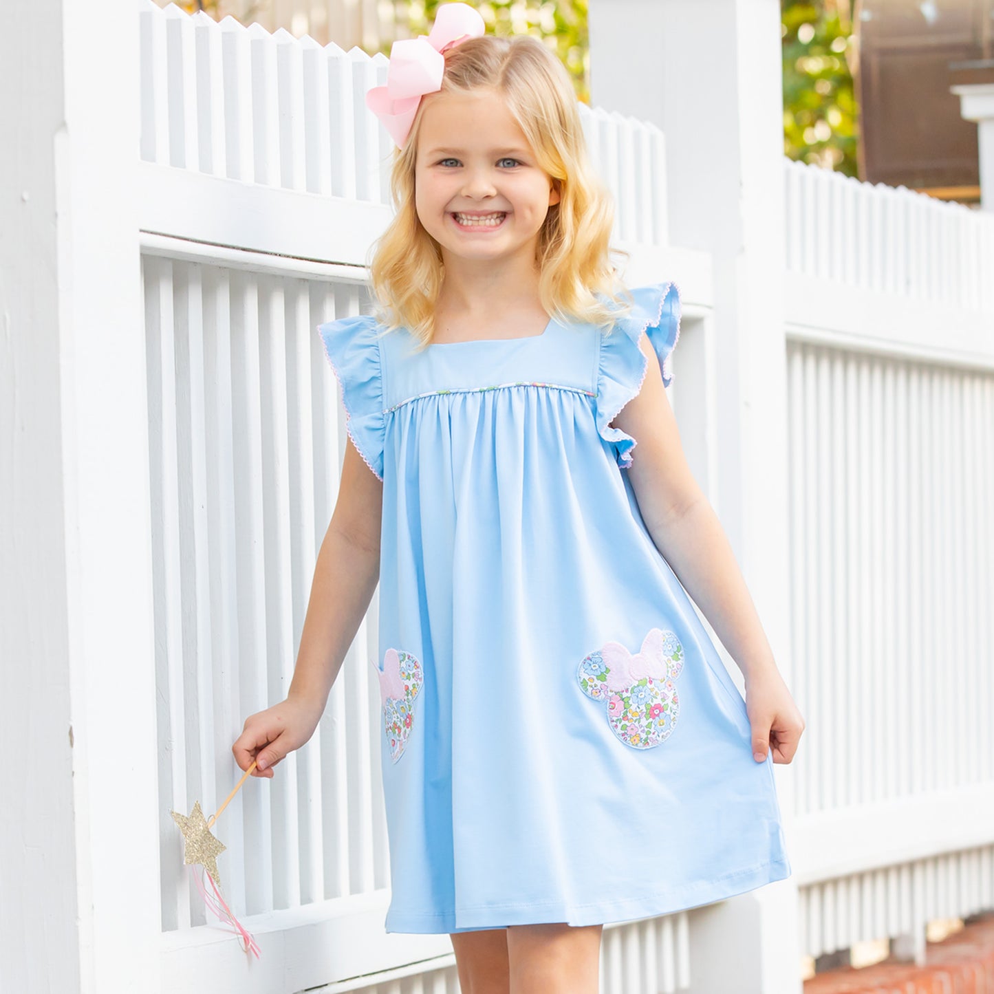 Girls Applique Pocket Dress - Magical Mouse