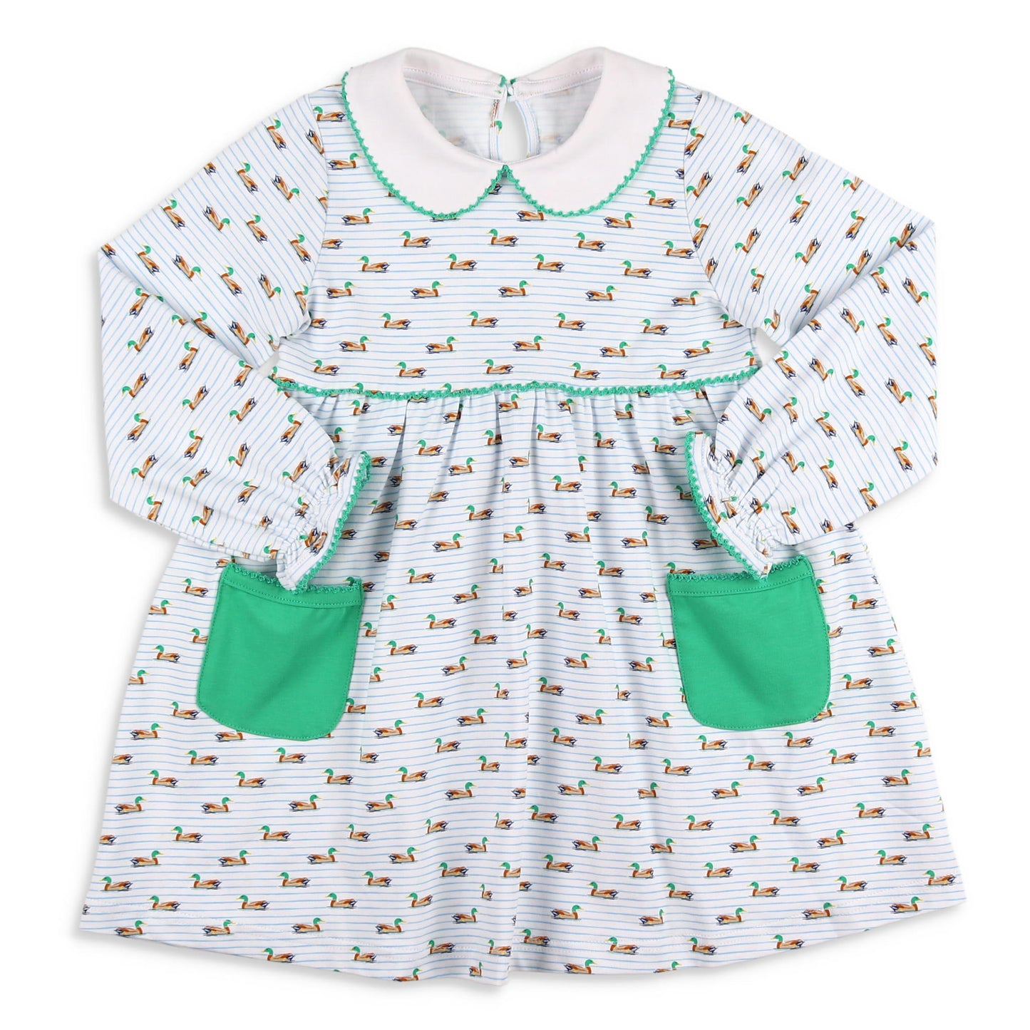 Girls Samantha Dress - Mallard Stripe