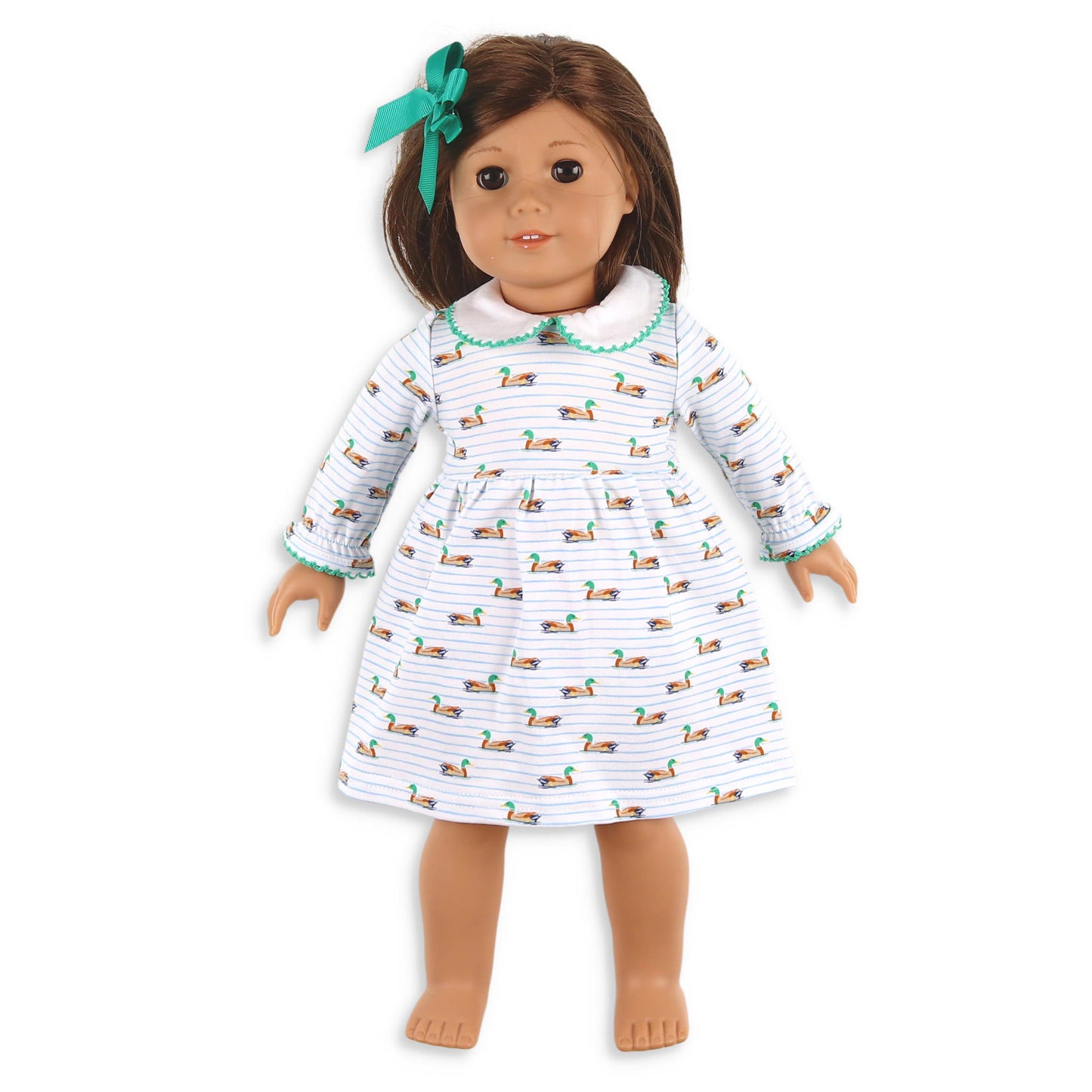 Girls Samantha Doll Dress - Mallard Stripe