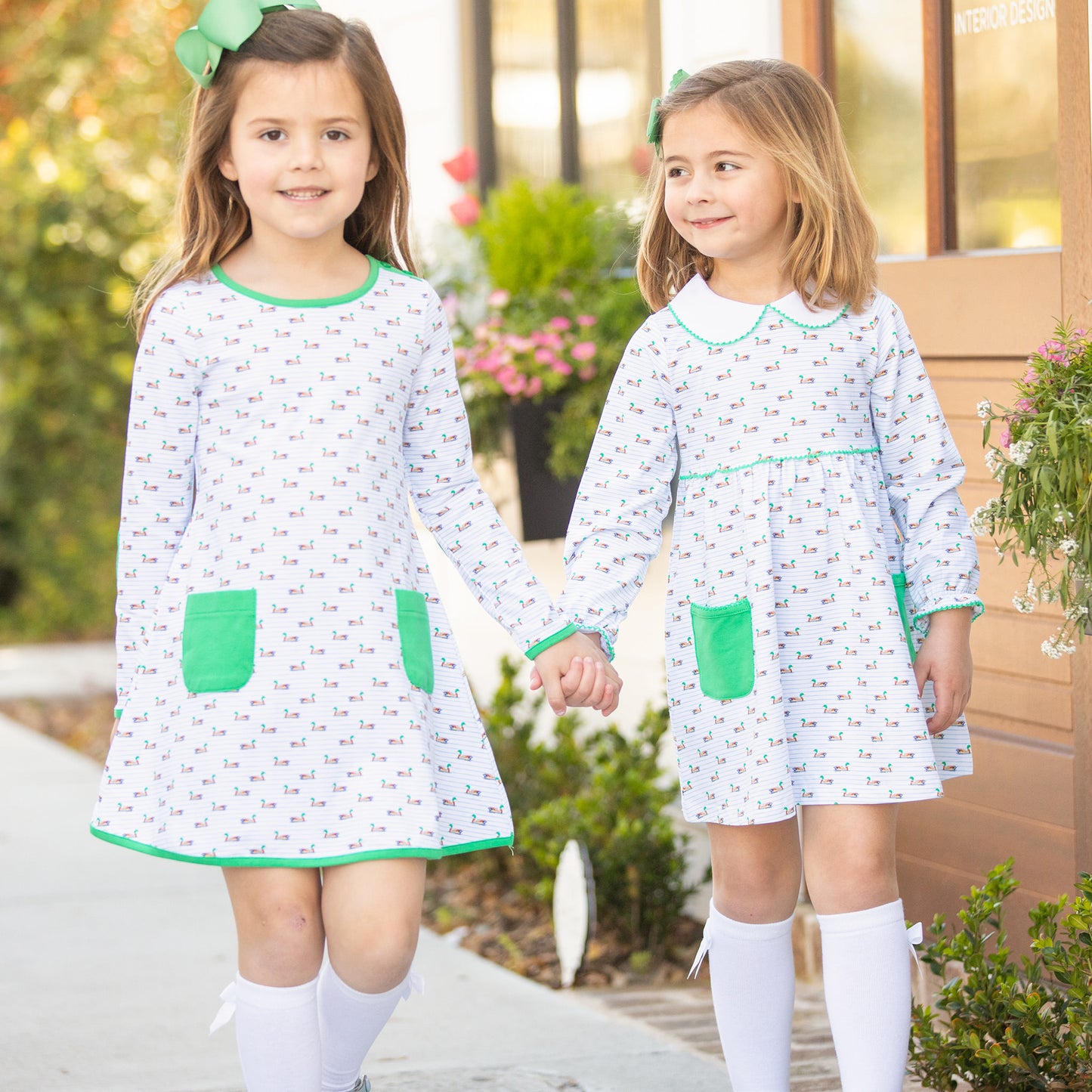 Girls Quinn Dress - Mallard Stripe