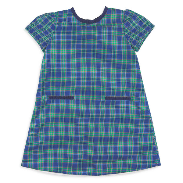Girls Bow Back Dress - Midnight Tartan Shrimp and Grits Kids Girls Bow Back Dress - Midnight Tartan Shrimp and Grits Kids