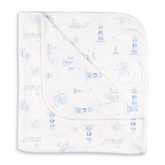 Nautical Toile Pima Baby Blanket