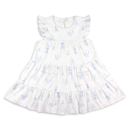 Nautical Toile Pima Flowy Dress