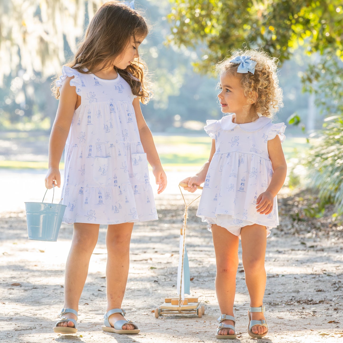 Nautical Toile Pima Flowy Dress