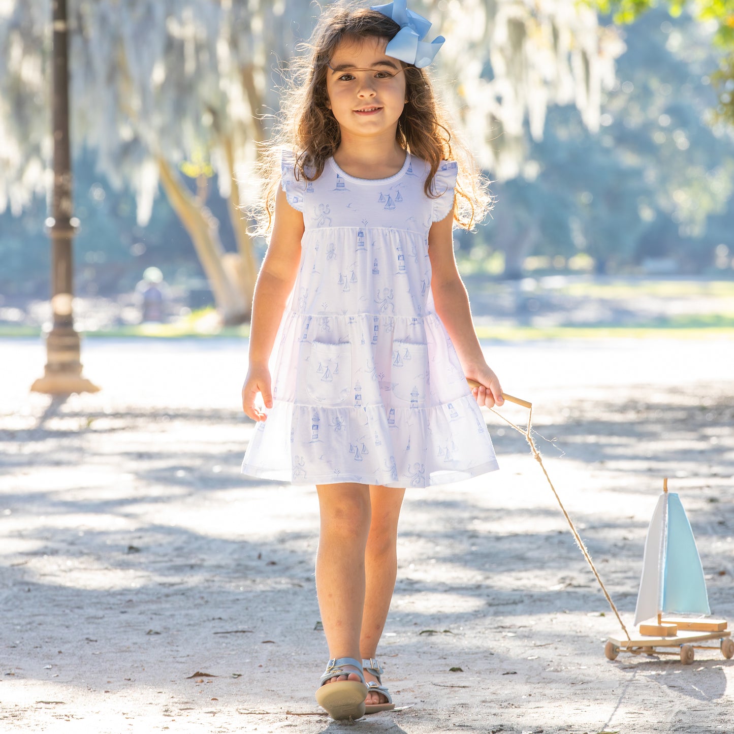 Nautical Toile Pima Flowy Dress