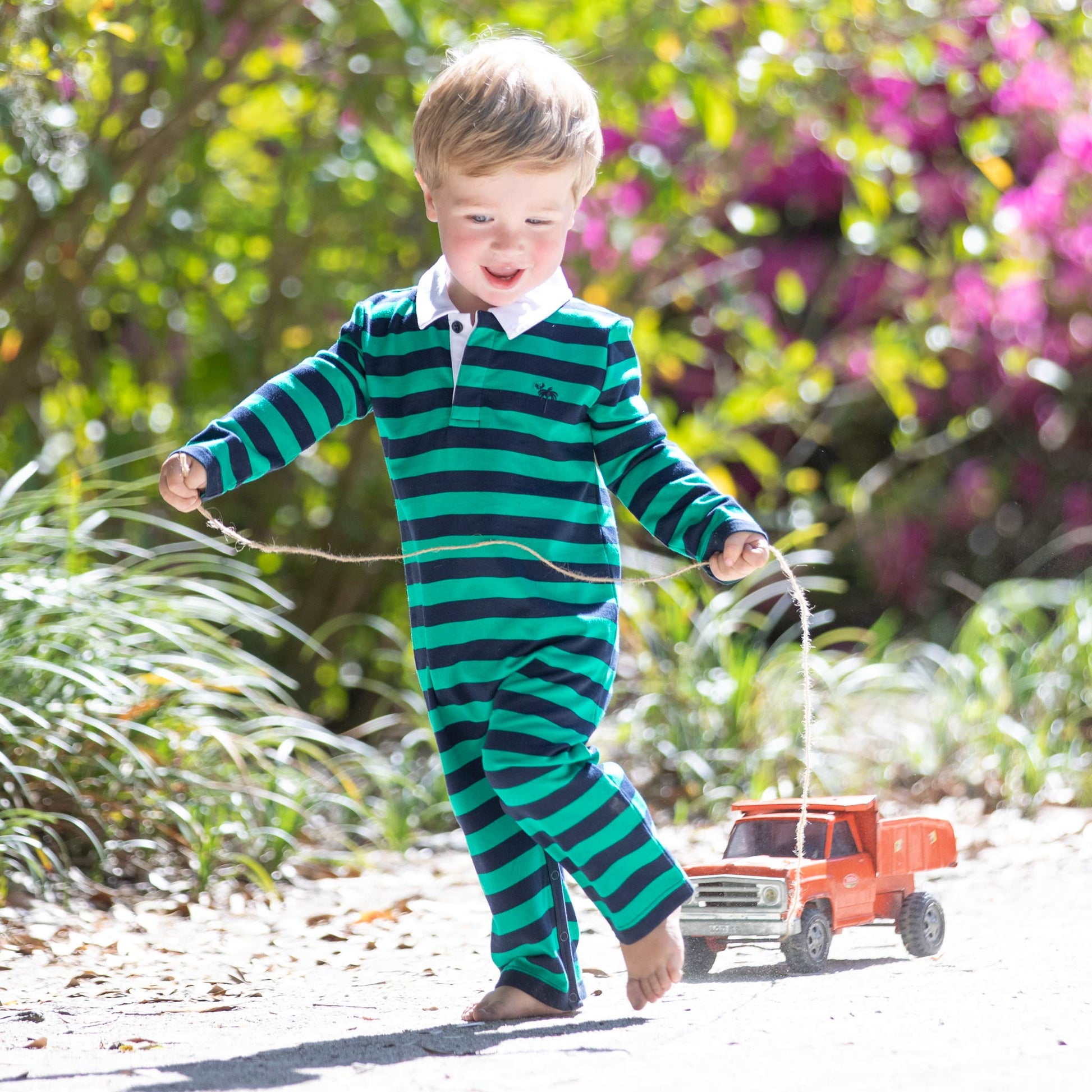 Navy And Green Rugby Romper – Navy Green Rugby Romper