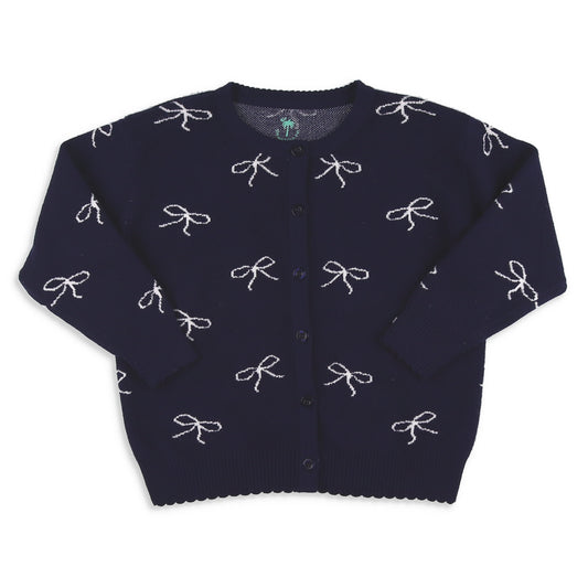 Girls Bow Sweater - Navy