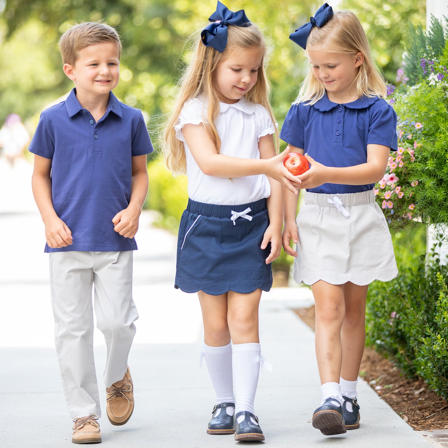 Girls Navy Scallop Skort