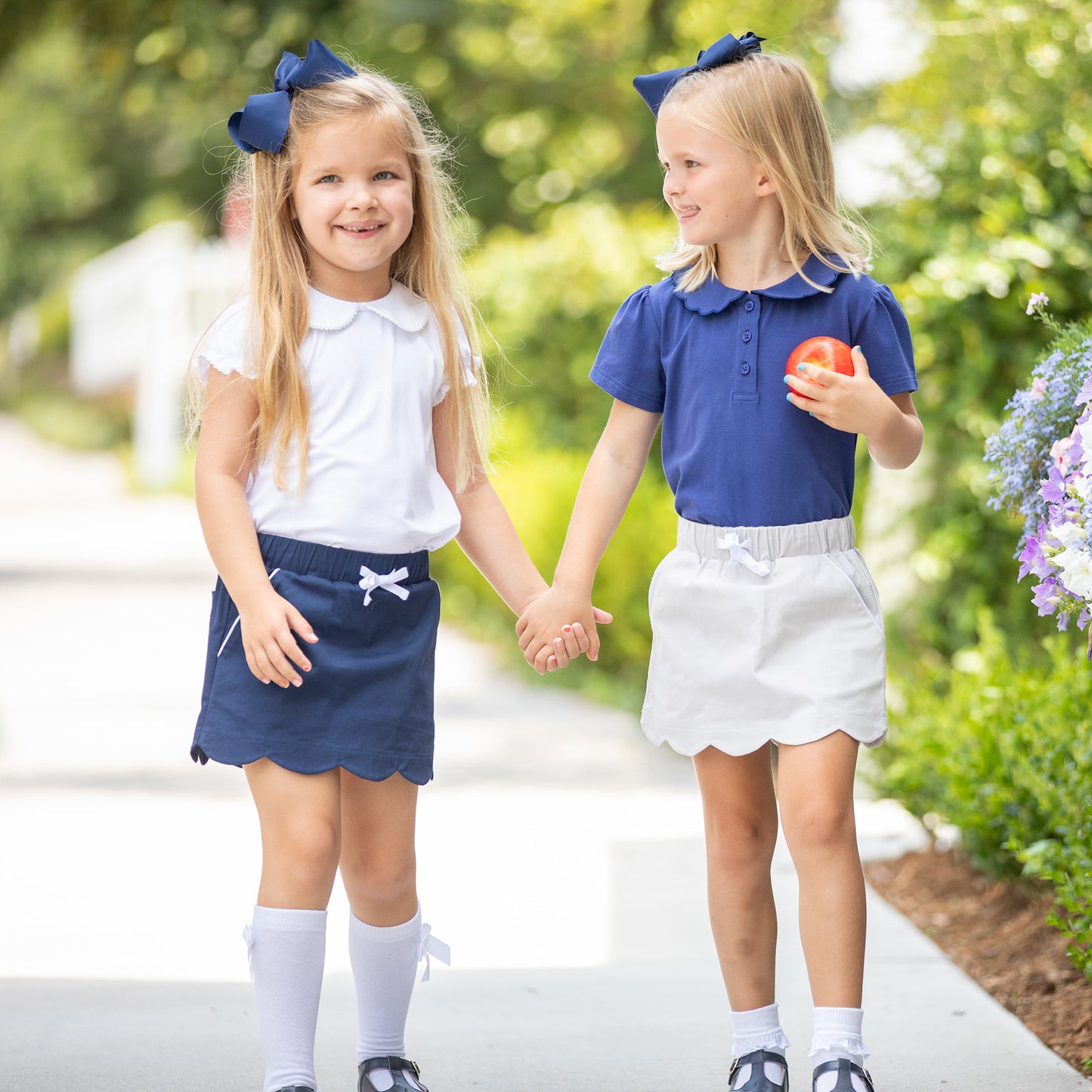 Girls Navy Scallop Skort