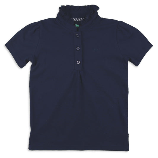 Girls Polo Top - Navy Pique