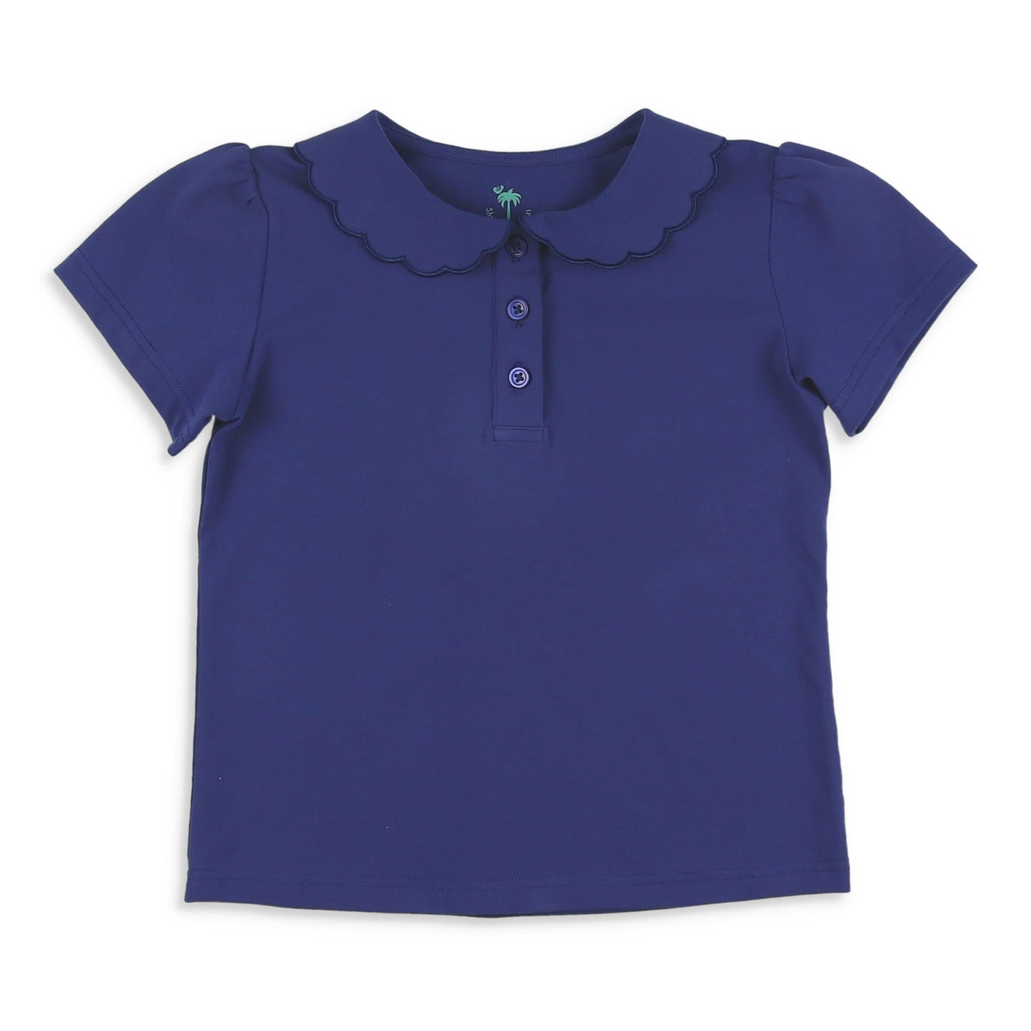 Girls Navy Scallop Polo