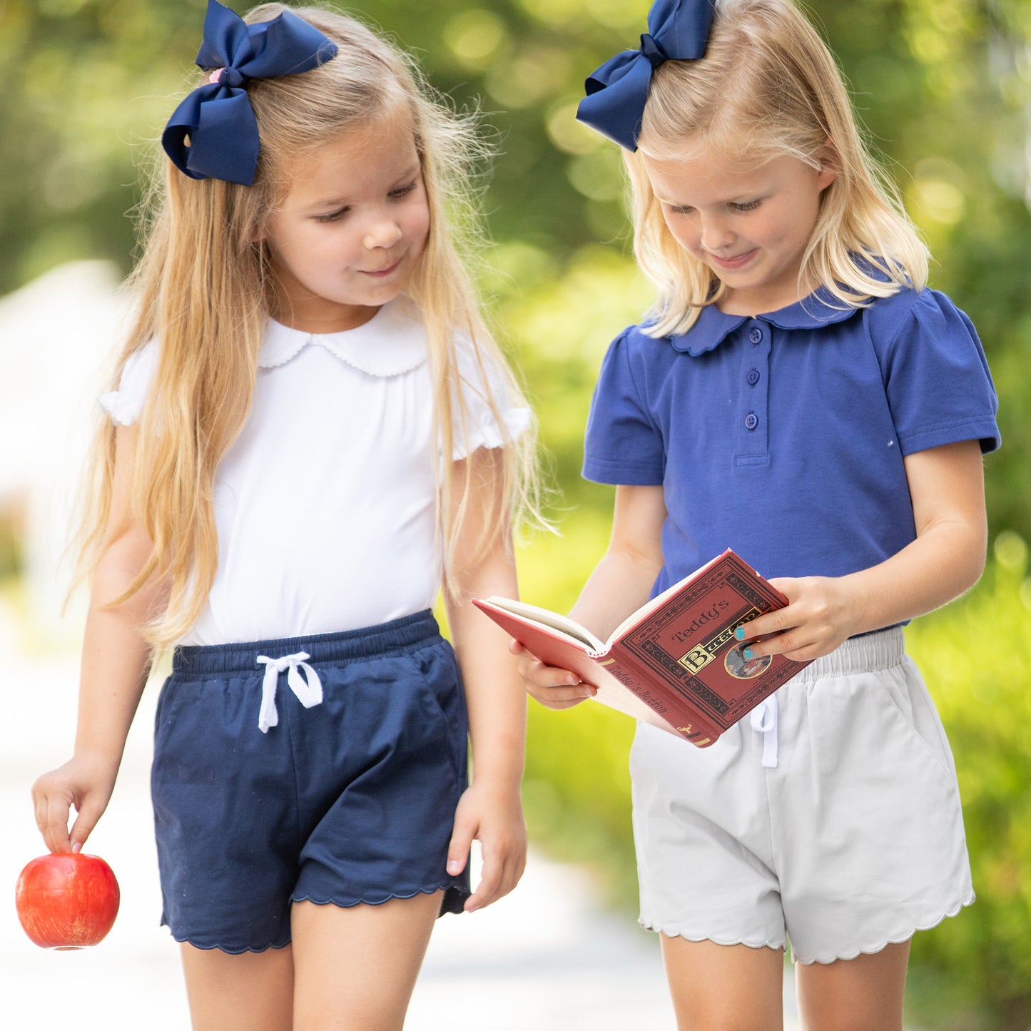 Girls Navy Scallop Polo