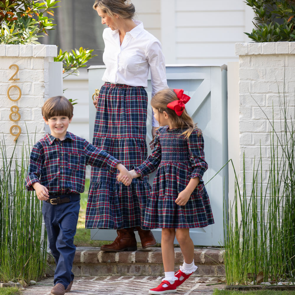 Navy Tartan Womans Maxi Skirt