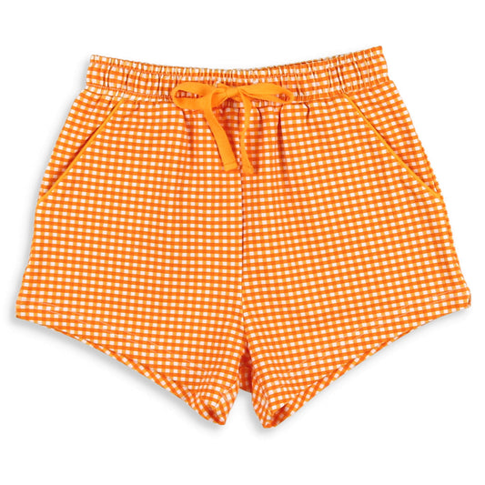Boys Gameday Check Shrimp Shorts - Orange