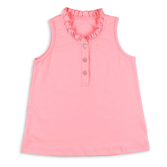 Girls Ruffle Neck Polo - Pawleys Island Pink (SAMPLE)