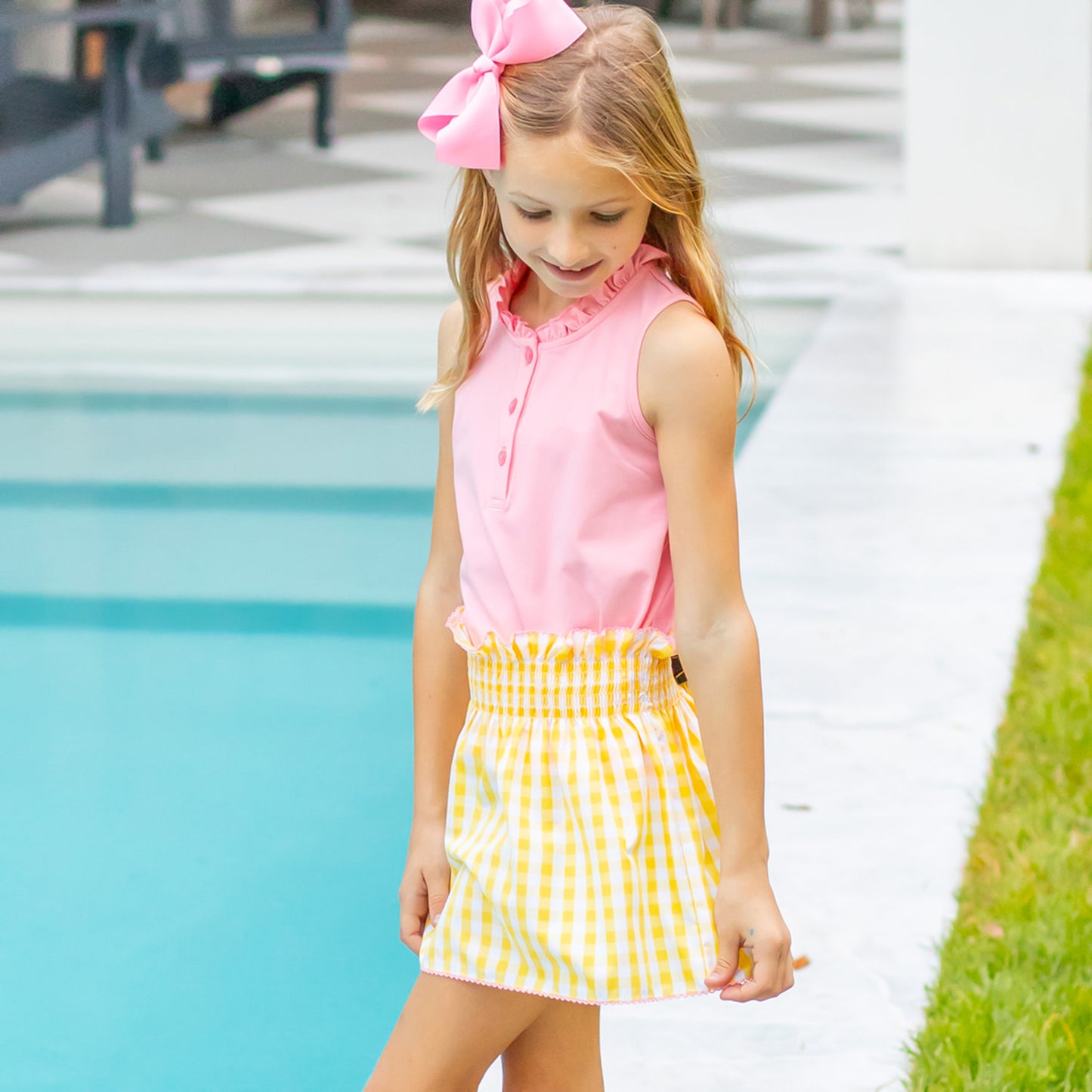 Girls Smocked Mae Skirt - Lemonade