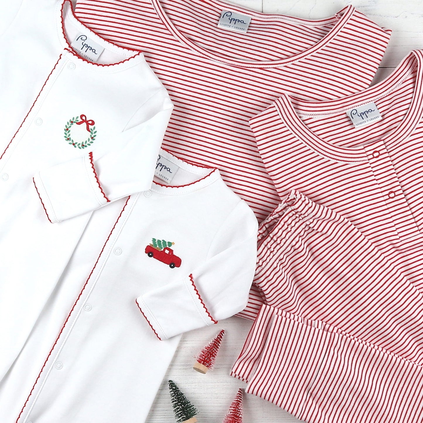 Womens Pima Loungewear Set - Red Stripe