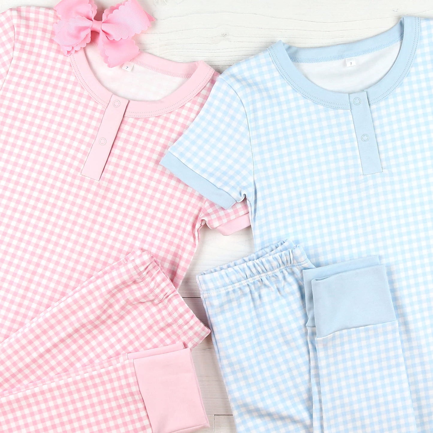 Blue Gingham Pima Loungewear