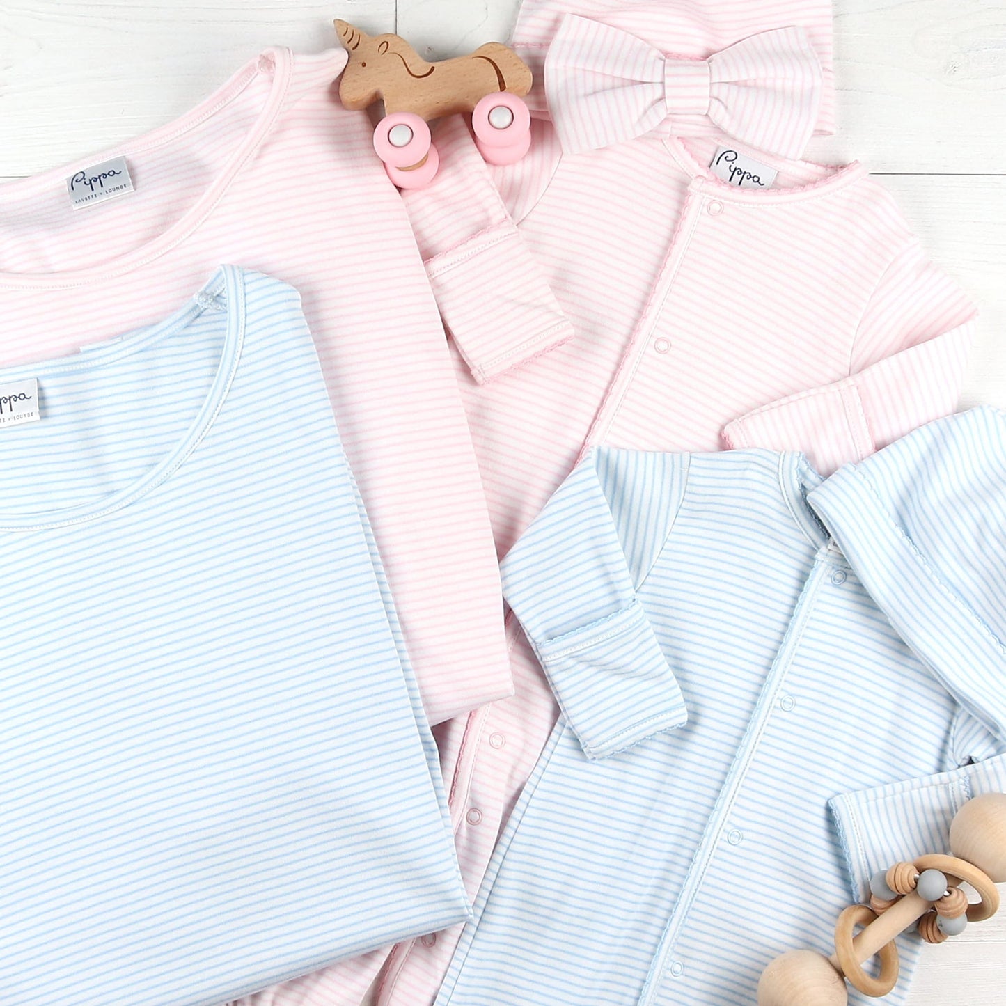 Girls Pima Bringing Home Baby Set - Pink Stripe