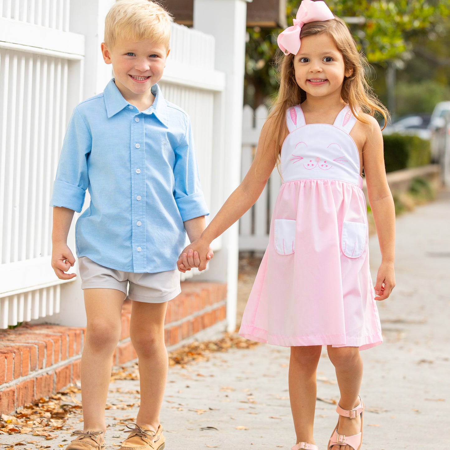 Girls Dress - Pink Bunny Face