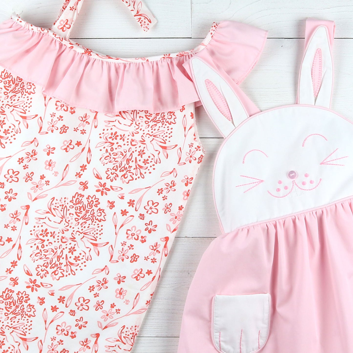 Girls Dress - Pink Bunny Face