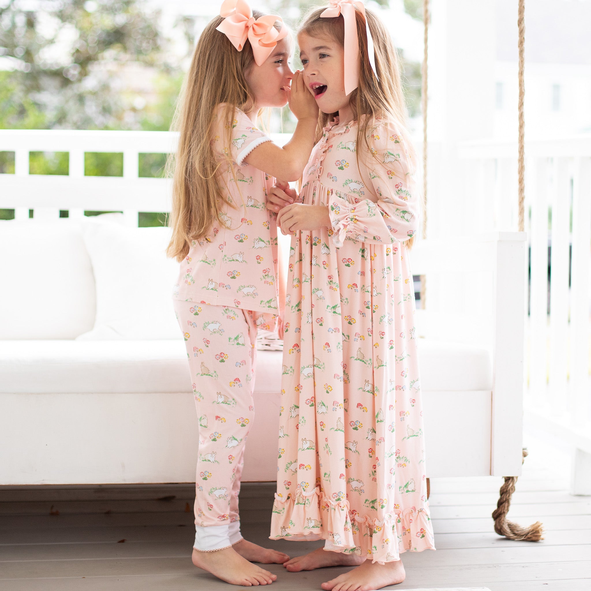 Girls Pink Bunny Loungewear M Shrimp and Grits Kids