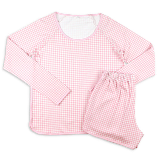 Pink Gingham Womens Pima Loungewear