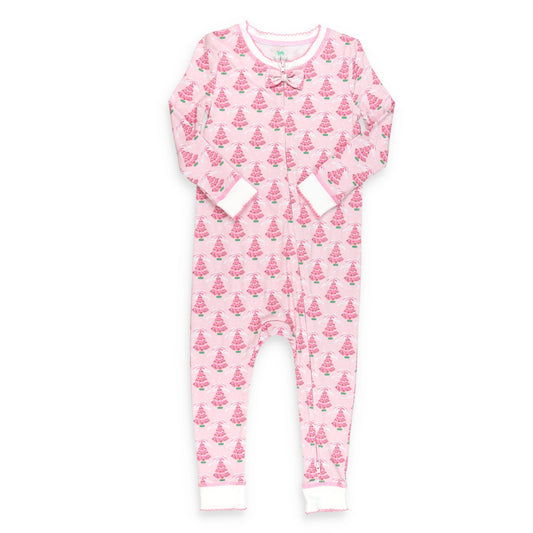 pink christmas tree bamboo onsie