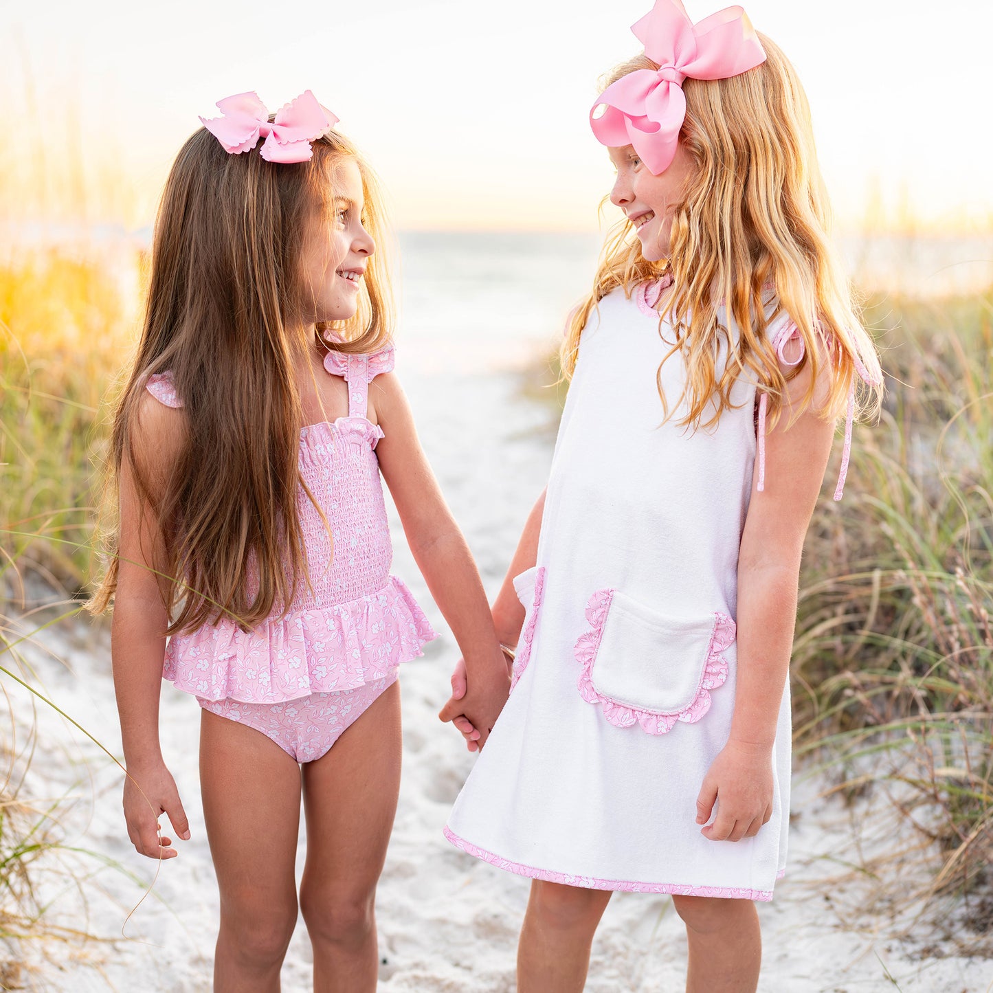 Girls Smocked One Piece - Pink Petal