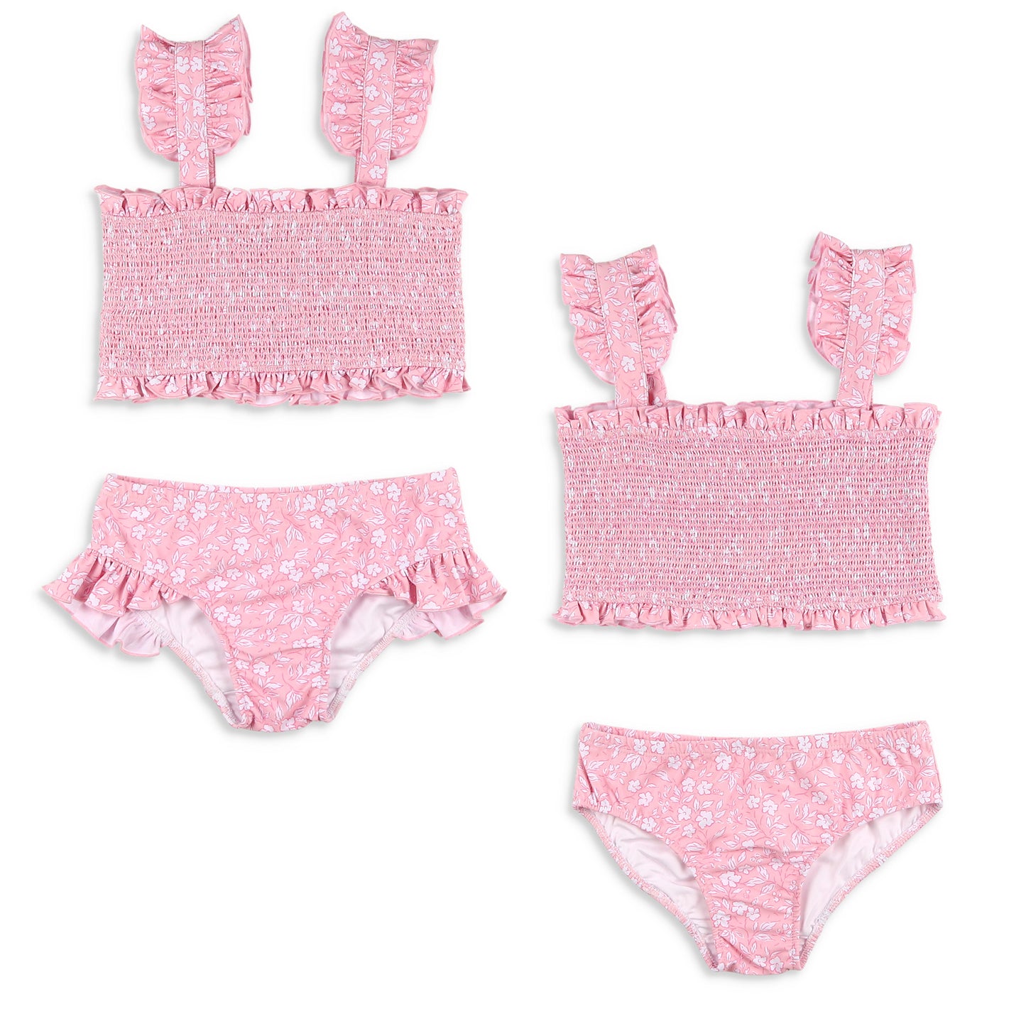 Girls Smocked Bikini - Pink Petal