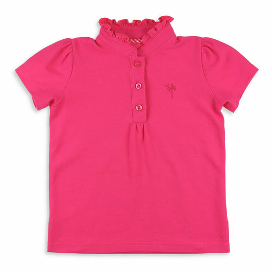 Girls Polo Top - Pink Pique