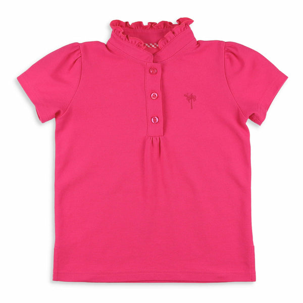 Girls Polo Top - Pink Pique – Shrimp and Grits Kids
