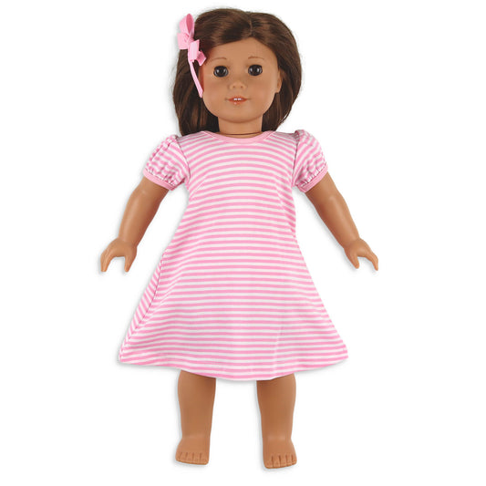 Girls Pumpkin Pocket Doll Dress - Pink Stripe