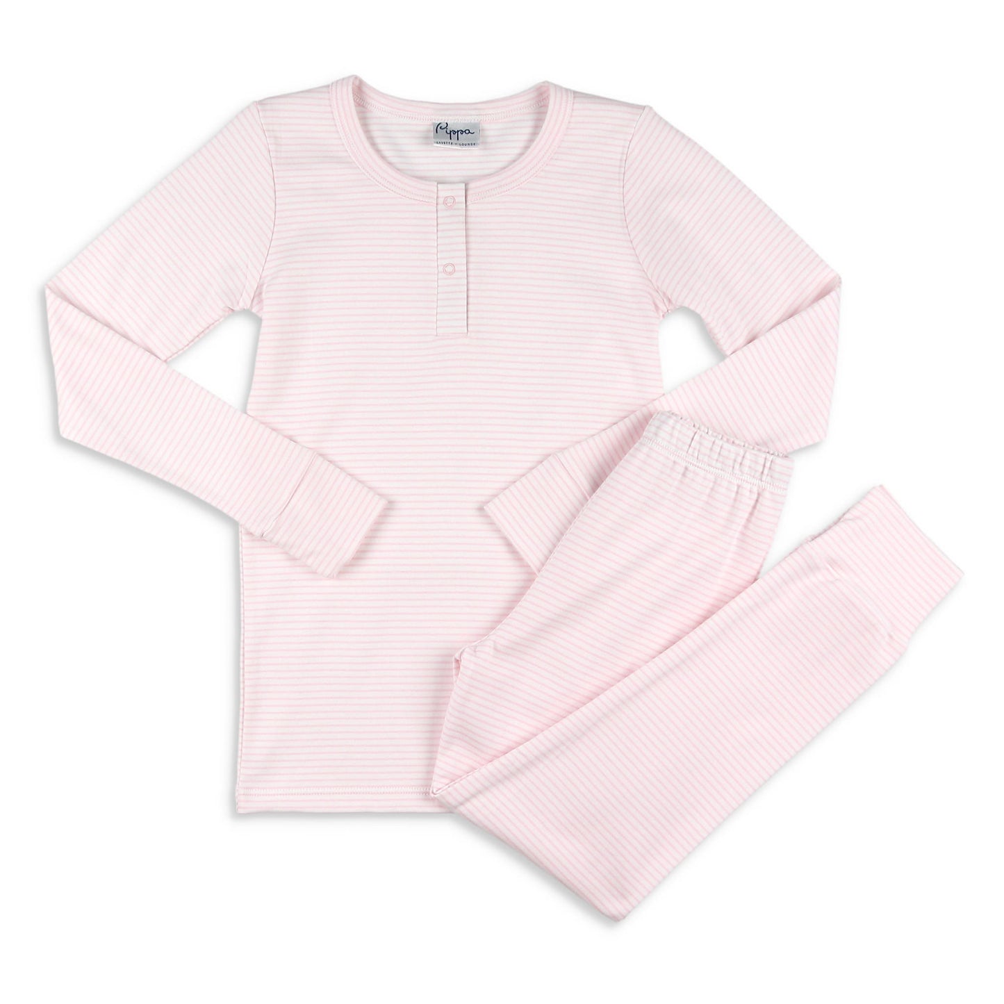 Girls Pima Loungewear Set - Pink Stripe