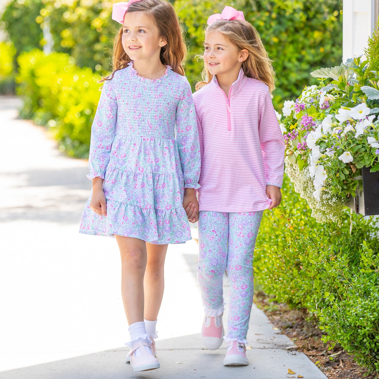 Girls Quarter Zip - Pink Stripe