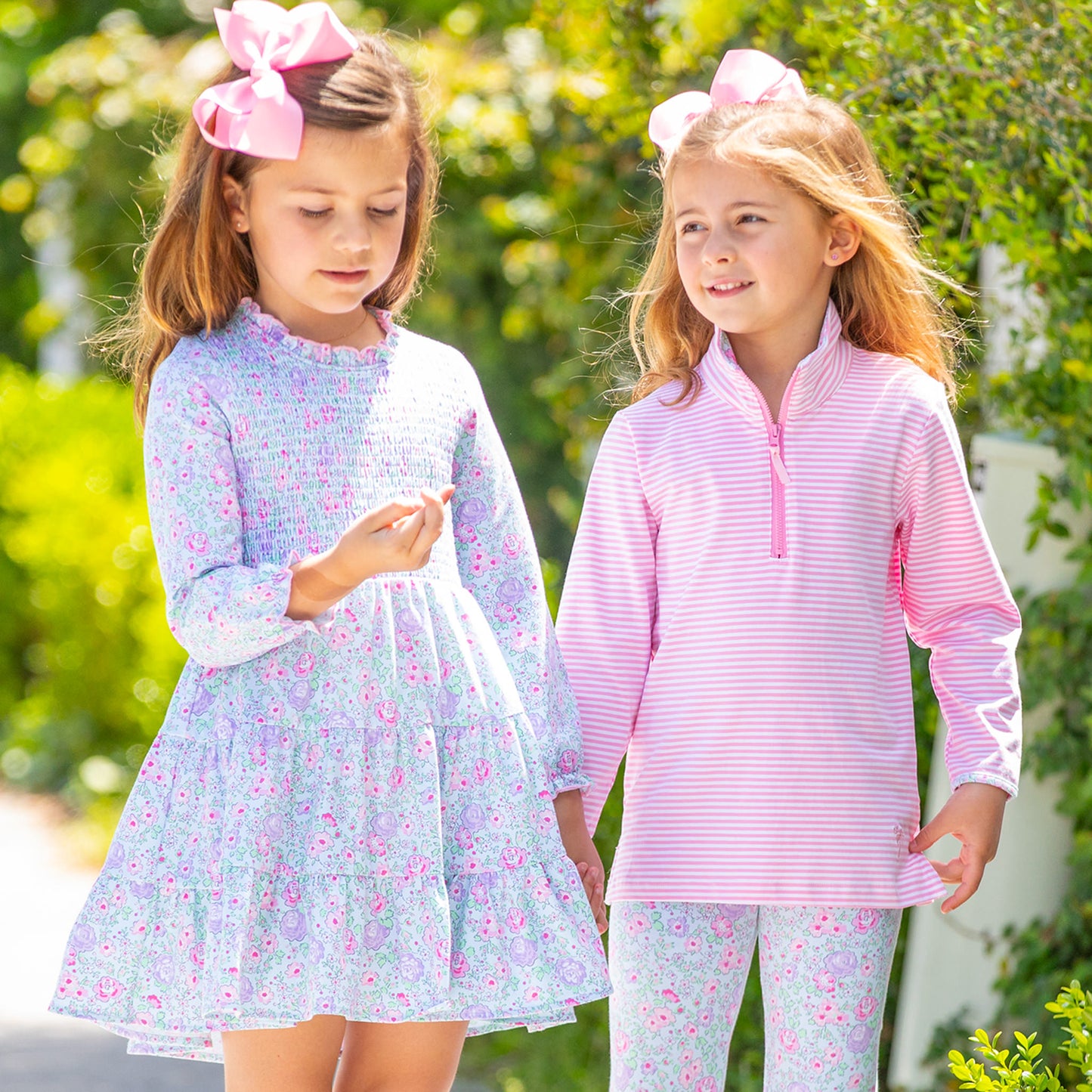 Girls Quarter Zip - Pink Stripe