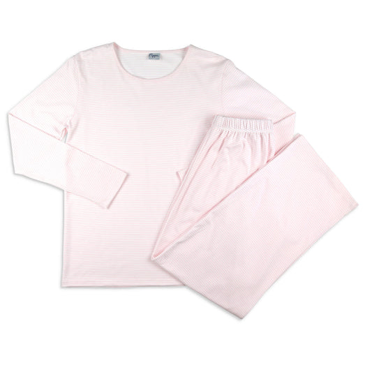 Womens Pima Loungewear Set - Pink Stripe