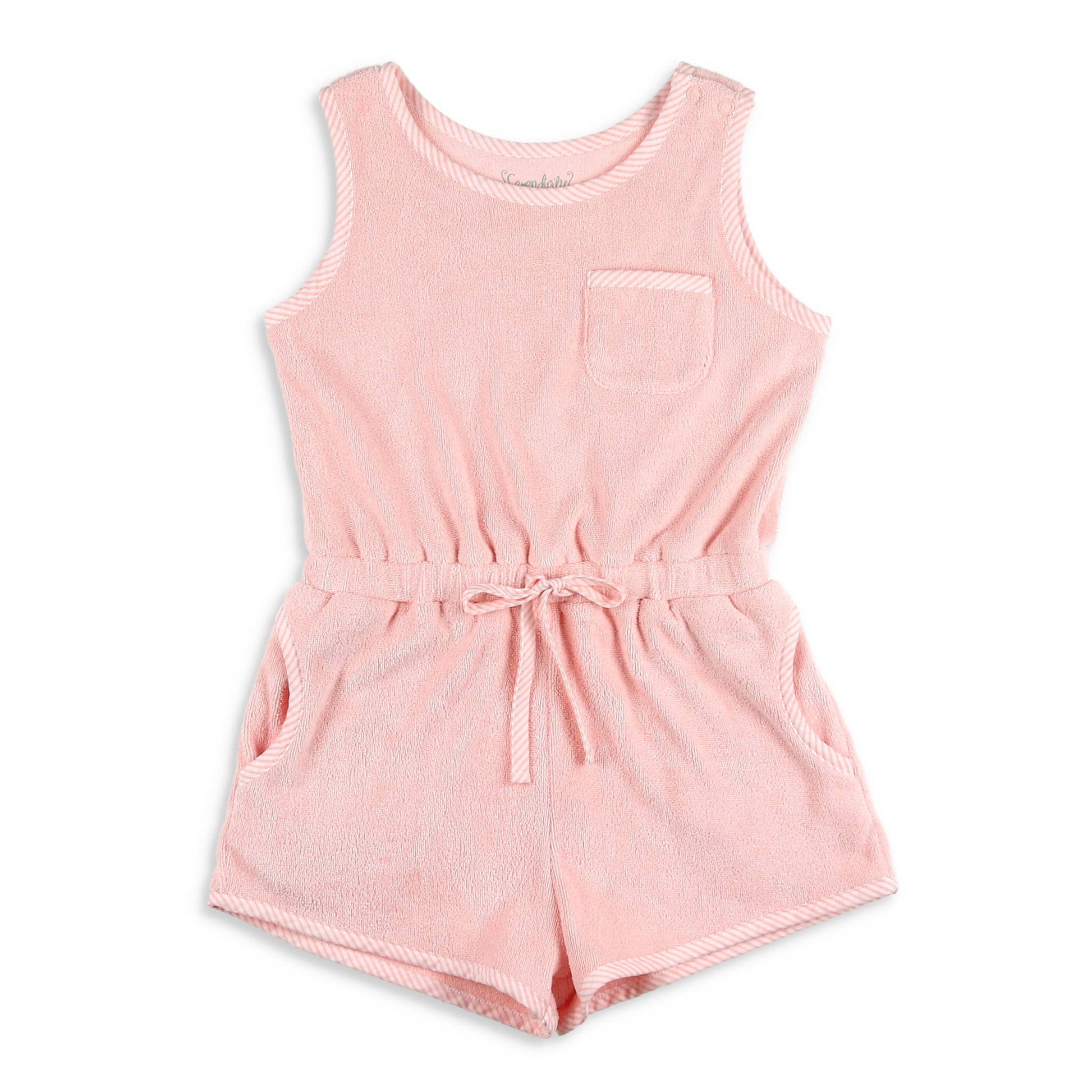 Girls Pink Terry Romper - Shrimp and Grits Kids