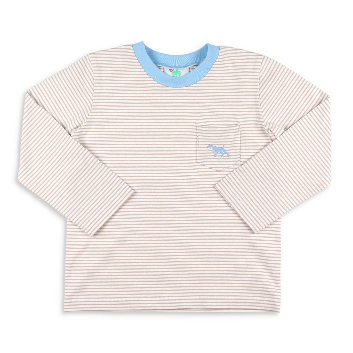 Boys Embroidered Pocket Khaki Striped Shirt - Pointer