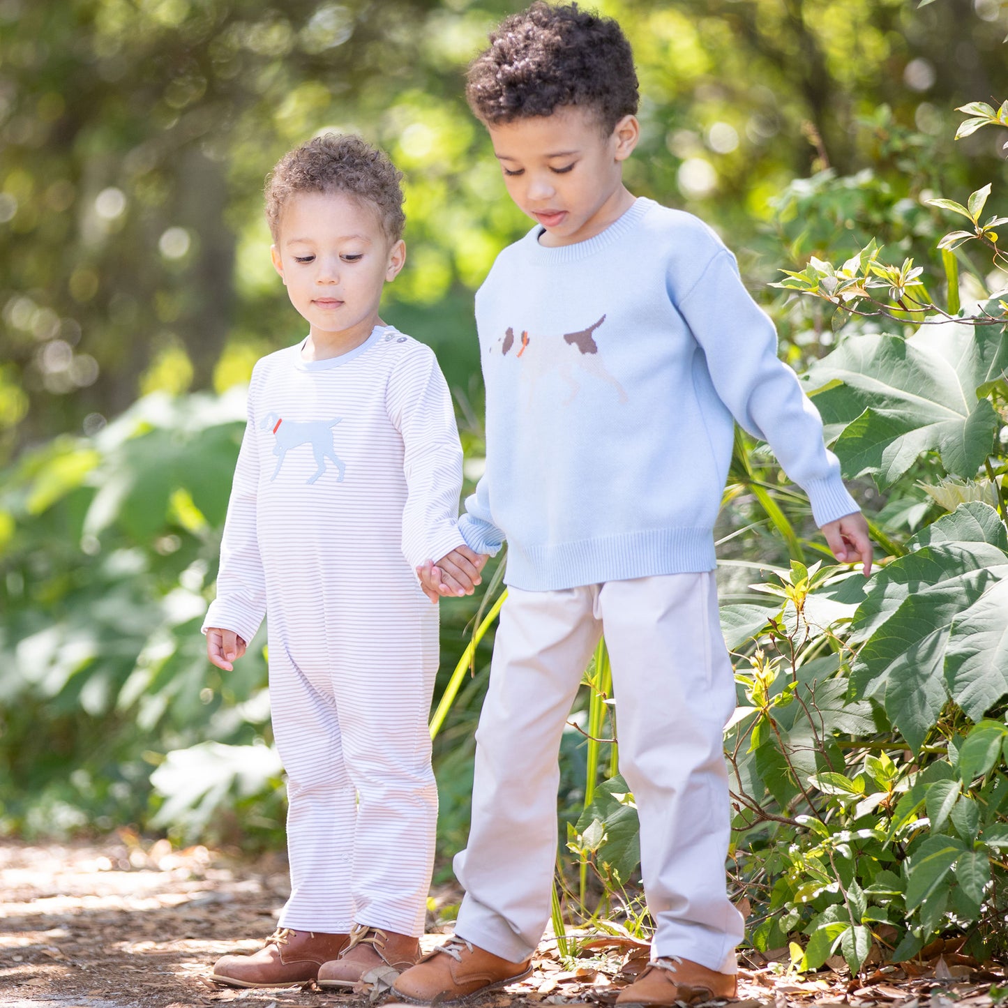 Boys Applique Khaki Stripe Playsuit - Pointer