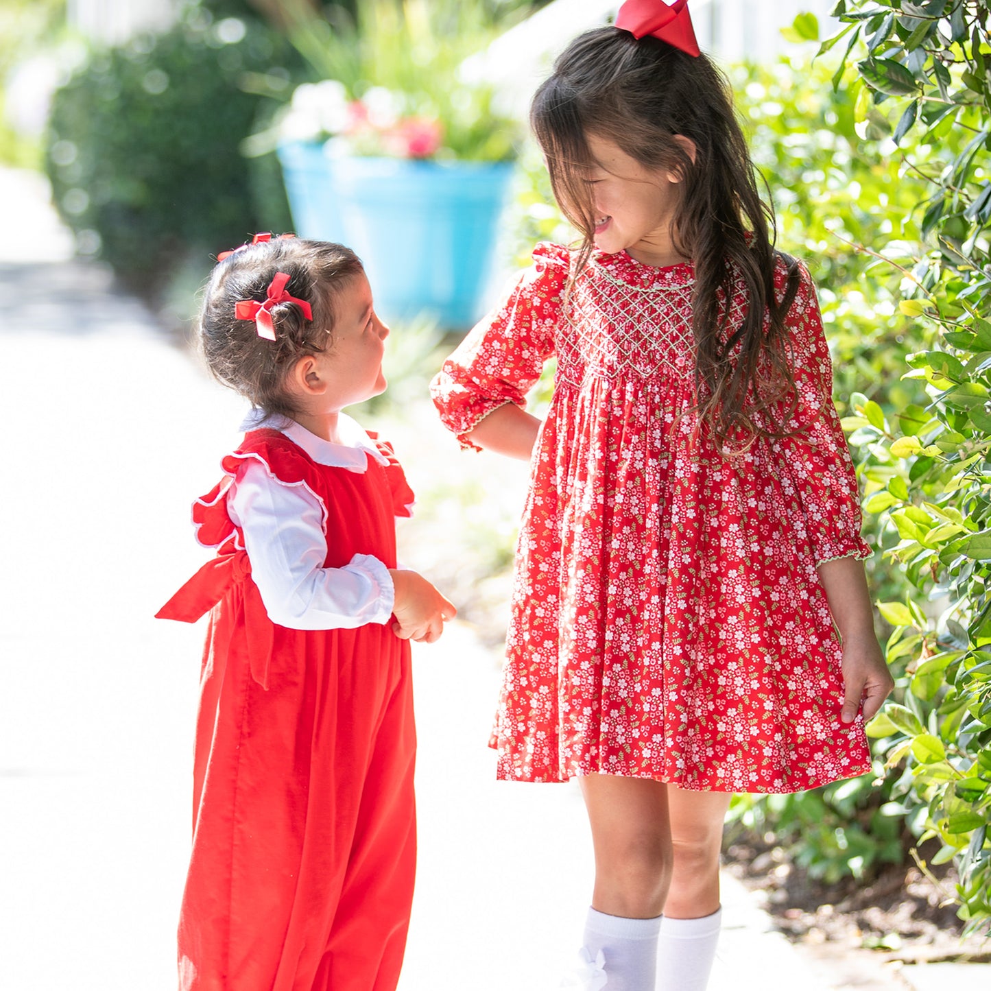 Girls Smocked Charlotte Dress - Poppy