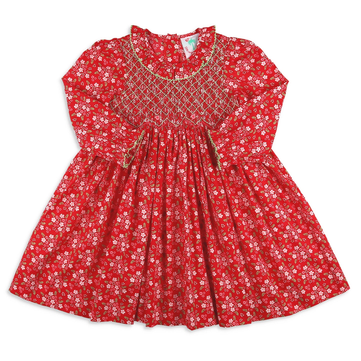 Girls Smocked Charlotte Dress - Poppy