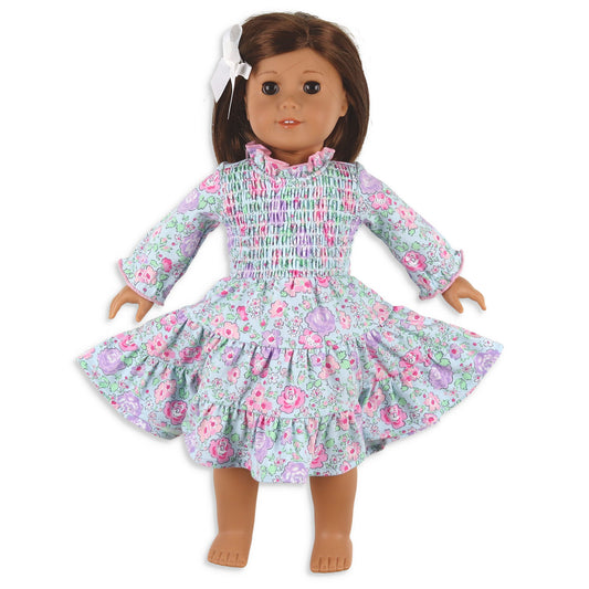 Girls Smocked Twirl Doll Dress - Posy Petals