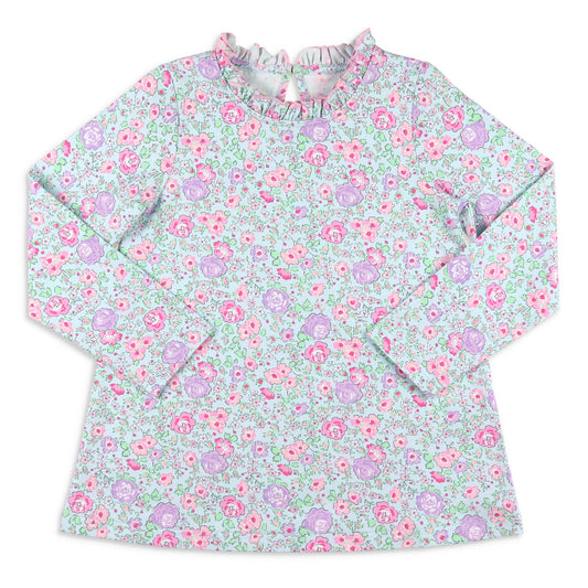 Girls Ruffle Neck Top - Posy Petals