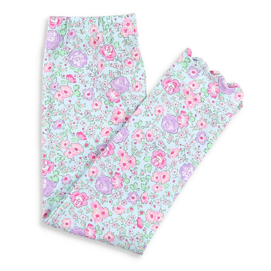 Girls Scallop Leggings - Posy Petals