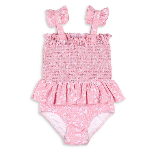 Girls Smocked One Piece - Pink Petal