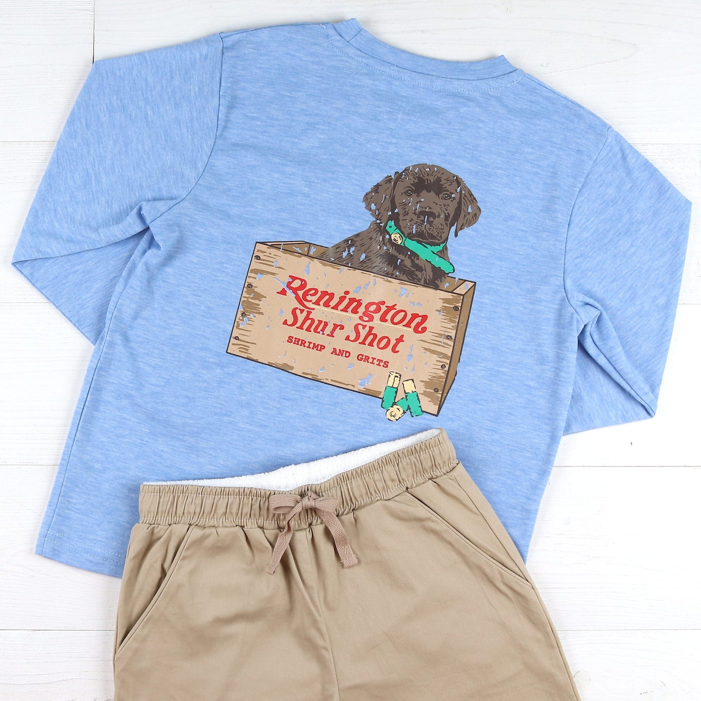 Puppy Graphic Tee Pants Khaki