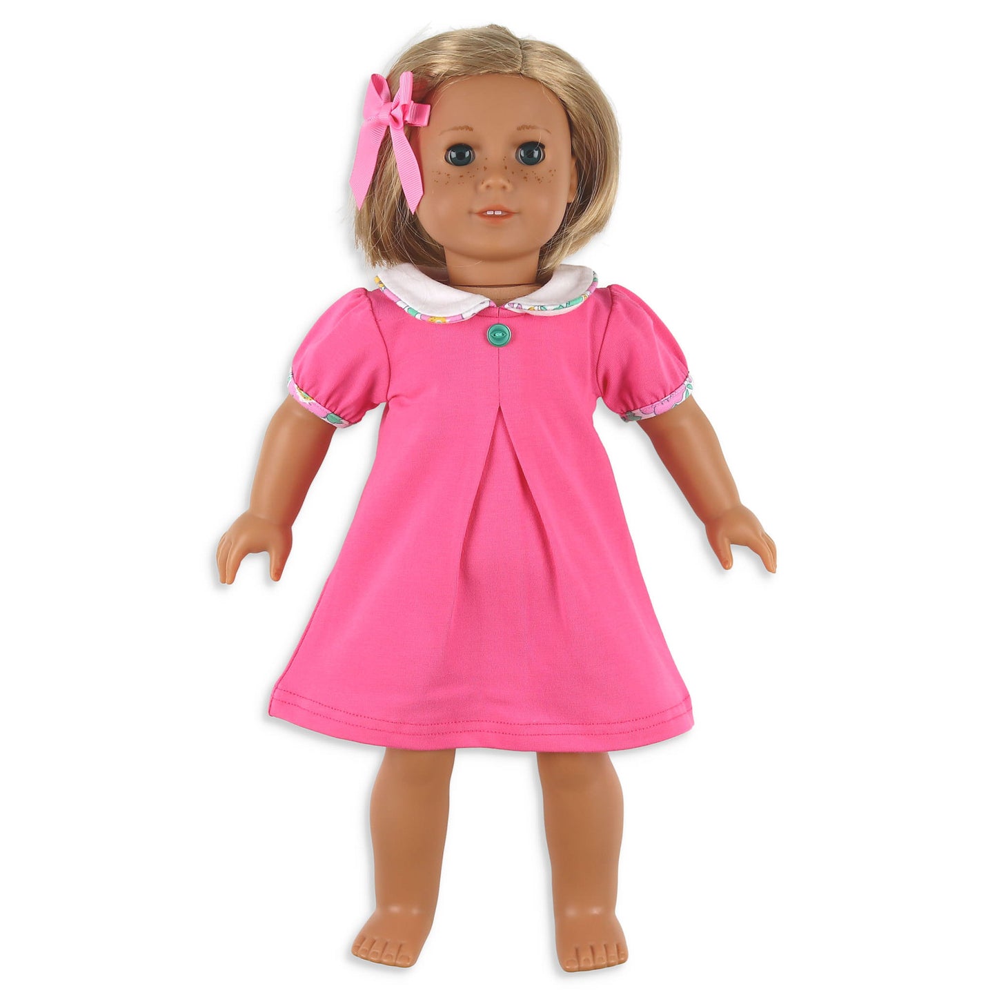 Girls Apple Pocket Doll Dress - Razzleberry