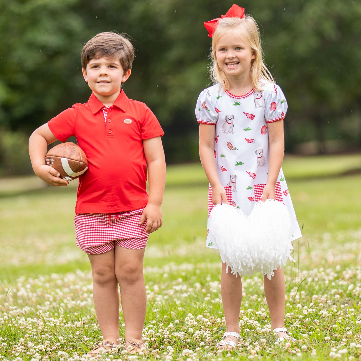 Boys Gameday Check Shrimp Shorts - Red