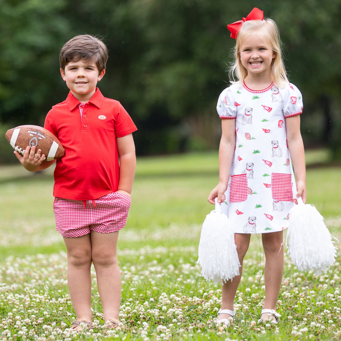 Boys Gameday Check Shrimp Shorts - Red